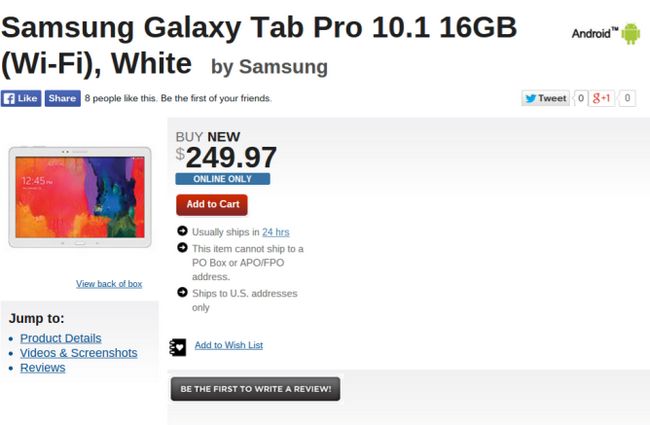 Fotografía - [Alerta Trato] White 16GB Samsung Galaxy Tab Pro 10.1 Marcado Down To $ 249 En GameStop Tienda Online